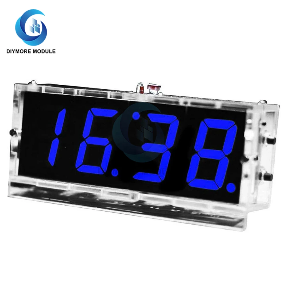 DIY Electronic Kit Clock LED Microcontroller Kit Digital Clock Time Light Control Temperature Thermometer Red/Blue/Green/White