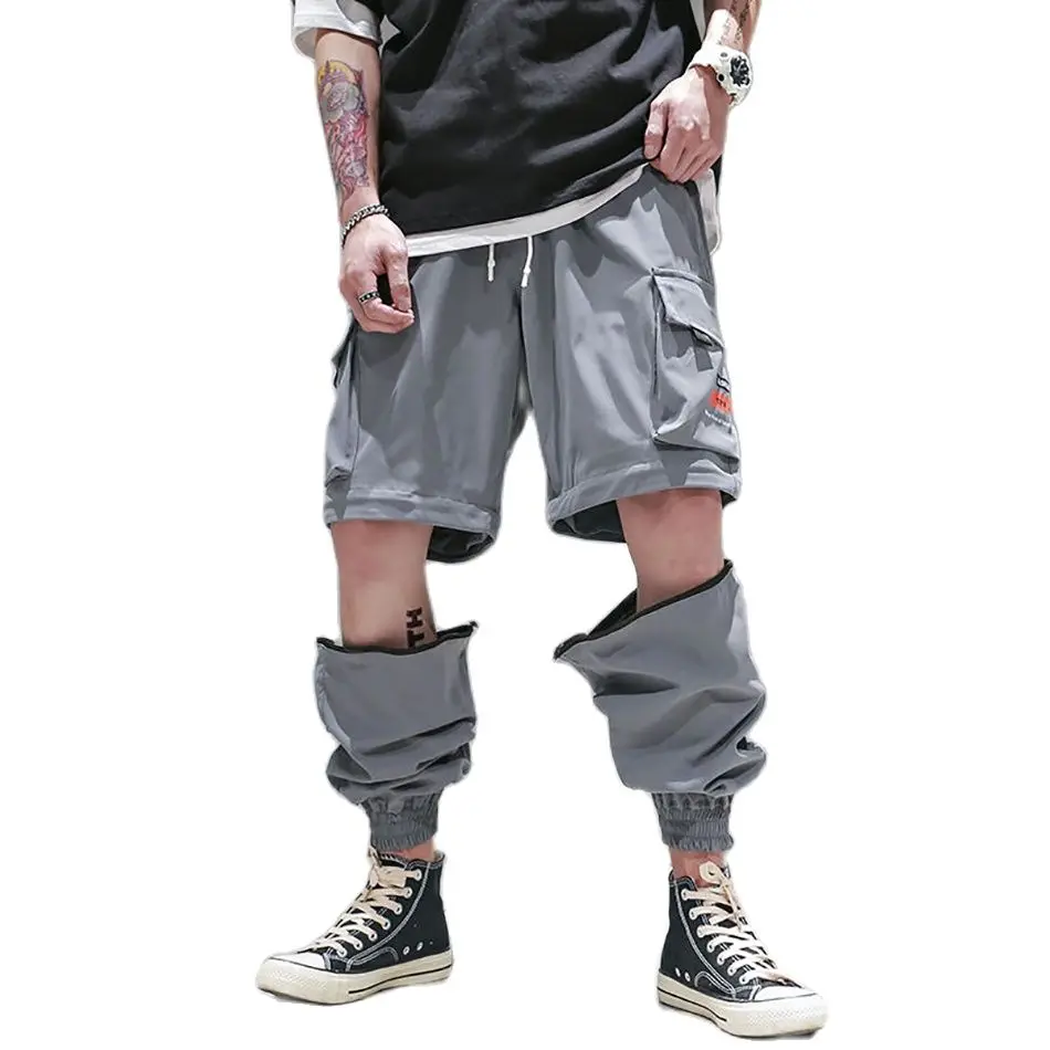

2021 Spring Summer Men Ankle-Length Cargo Pant Leg Detachable Trousers Fashion Chic Casual Loose Thin Pant