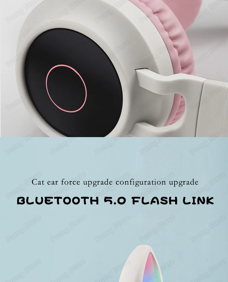 Милый светодиодный Bluetooth 5,0, беспроводные наушники с кошачьими ушками для косплея, супер бас игровая гарнитура для музыки с микрофонами