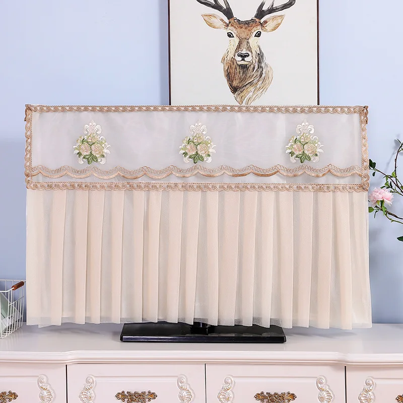 Тканевый чехол для телевизора с вышивкой грязеотталкивающий двухсторонний