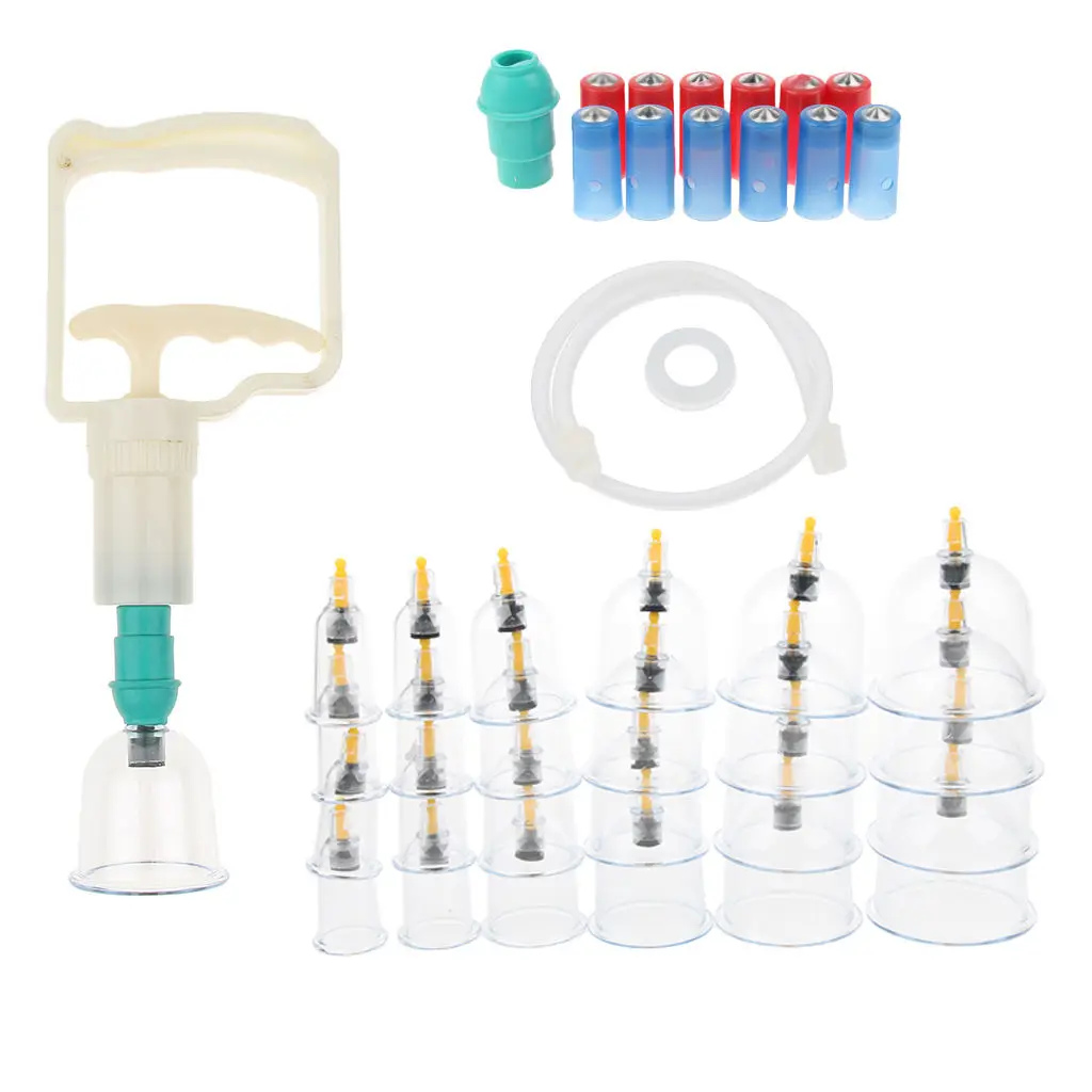 Набор из 24 вакуумных банок для антицеллюлитного массажа с набором всасывающих