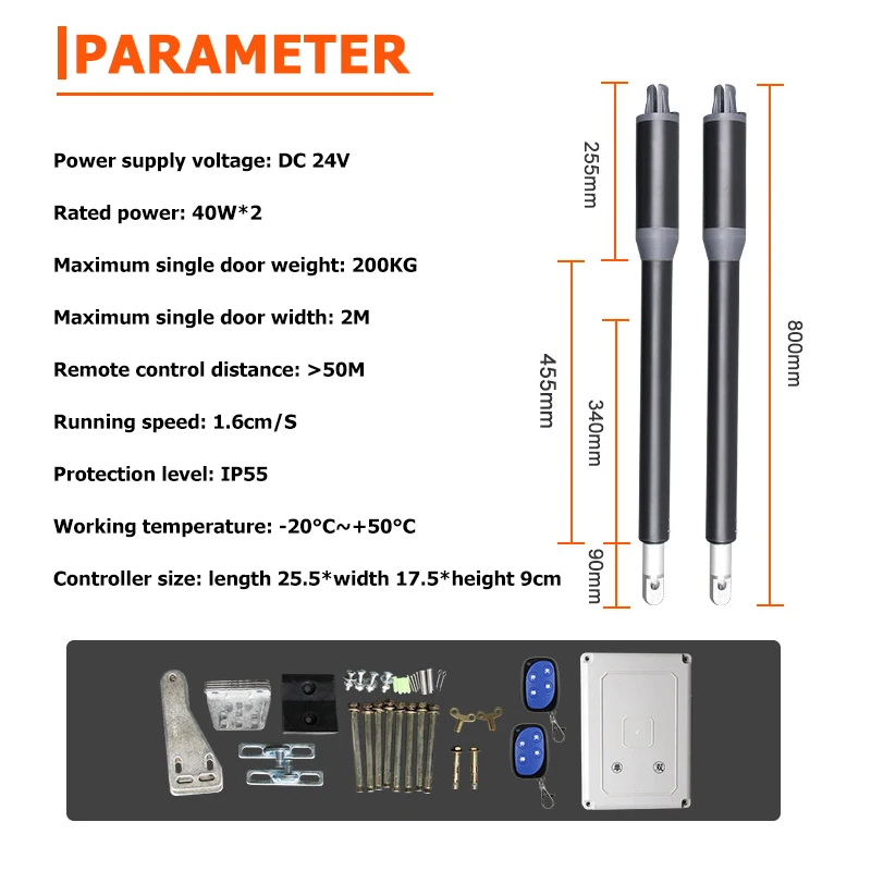 200Kg Automatic Double Leaf Door Opener Swing Gate Motor Kit Single Linear Actuator Operator Garage Courtyard Access Control |