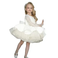 ivory glitter princess dress girl long sleeves flower girl dresses knee sequin first communion baby birthday dress child gown