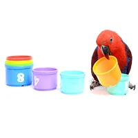 bird educational stacking cup toy colorful training treat toys for birds parrots