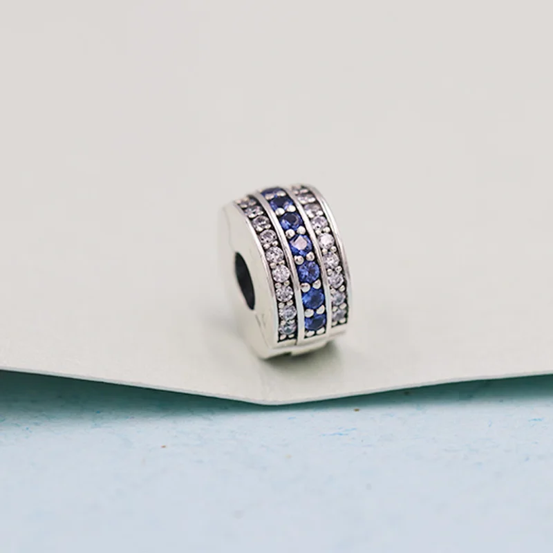 Серебряная застежка искусственный Серебряный фианит зажим с узором