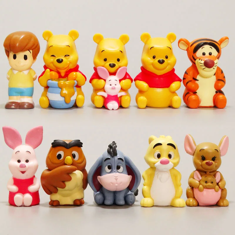 

Игрушечные фигурки из аниме «Мои друзья» Тигры и пух, 4-5 см, медведь-Пух, тигр, Eeyore, костюм поросенка, 10 шт., игрушечные украшения из ПВХ, модель...