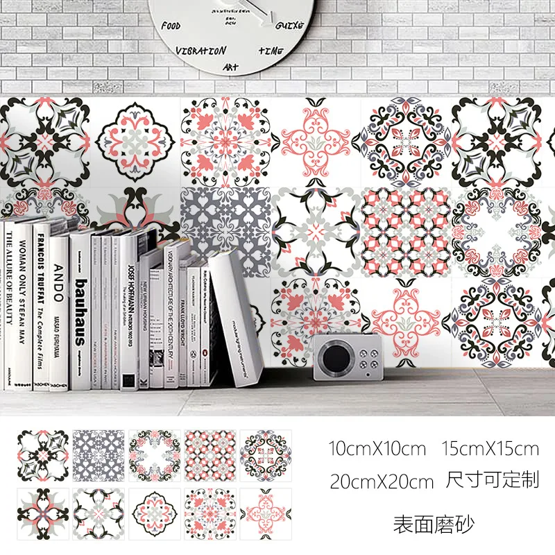 10pcs vintage pattern tile sticker bathroom kitchen hard wearing waterproof diy wall decals ground decor wall floor stick free global shipping