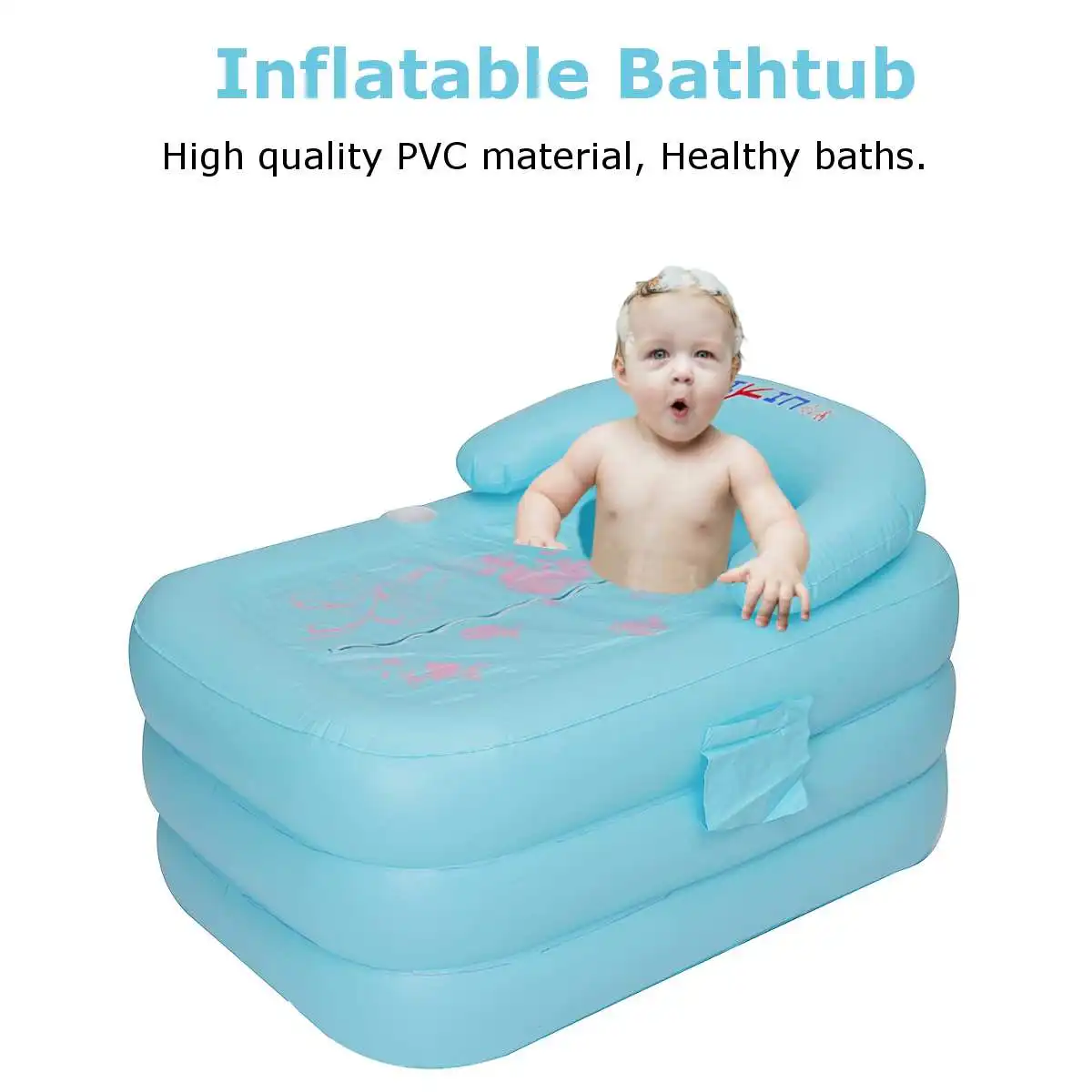 

Portable Inflatable Bathtub Home Thickening Folding Barrel Can Sit Lie Plastic PVC Inflatable Bath Tub Adults 115x80x50cm