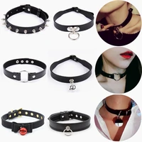 pu leather sexy bondage collar neck restraints slave collar fetish bell choker bdsm sex toys for couples exotic accessories