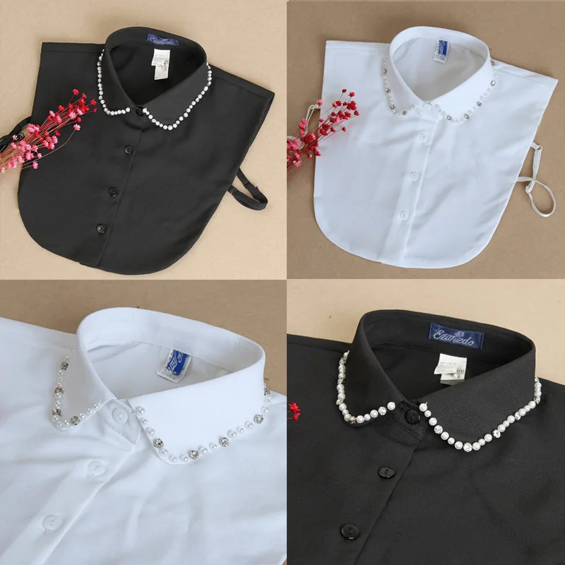 

Блузка женская однотонная со съемным воротником, средней длины