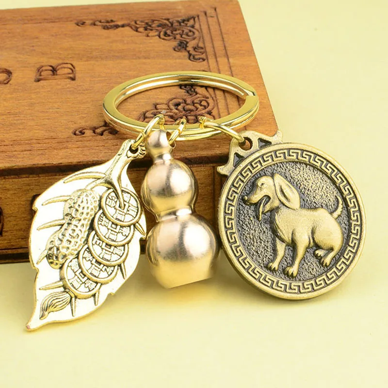 

Ye Ye Sheng Cai Gourd Keychain Car Keychain Zodiac Pendant Lucky Transit Ornaments