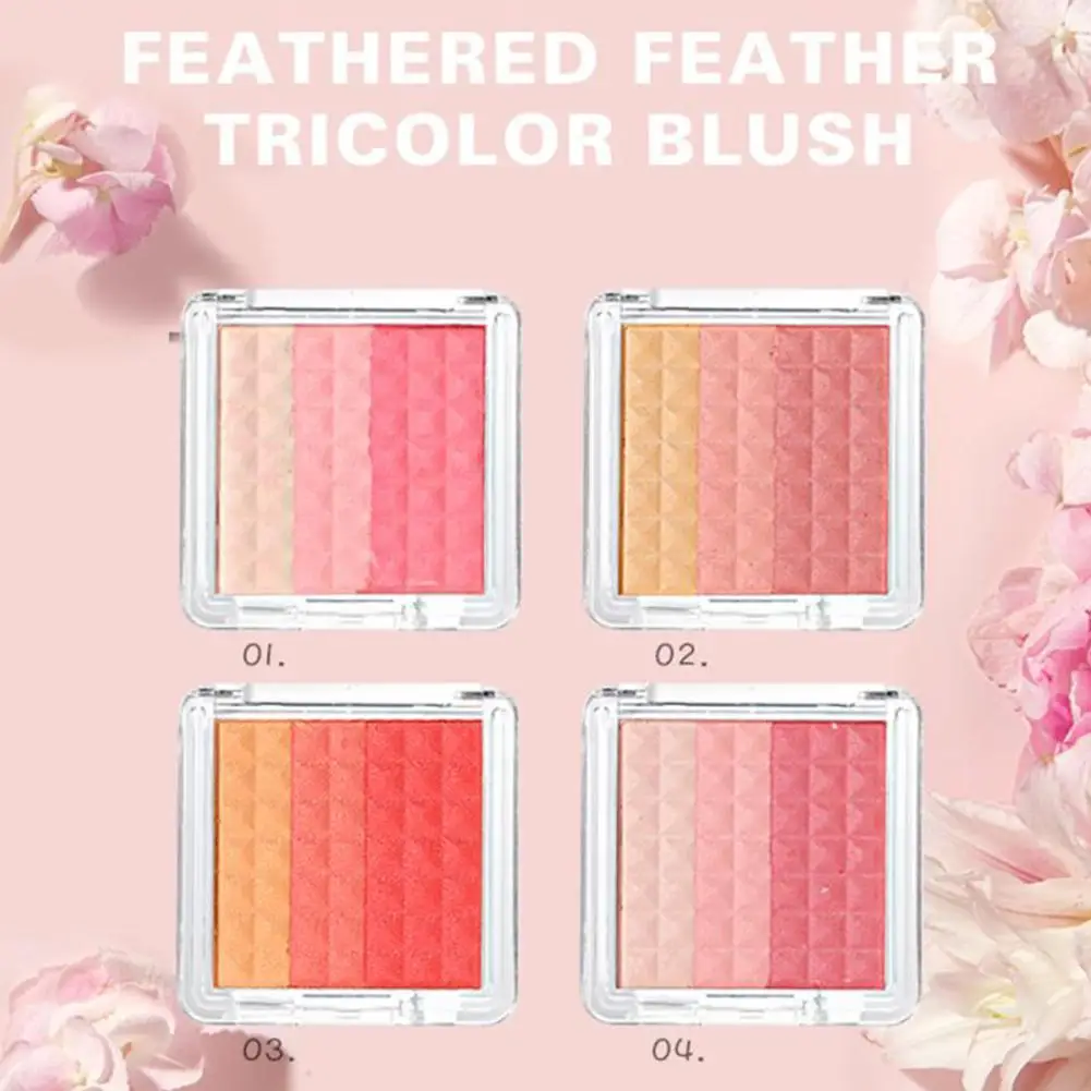 Трехцветные градиентные румяна пудра макияж палитра румян крем рубашка кисть