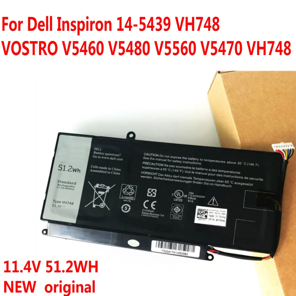 Оригинальный 11 4 V 51.2Wh Аккумулятор для ноутбука Dell Inspiron 14 5439 VH748 VOSTRO V5460 V5480 V5560 V5470