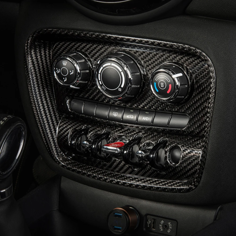 

For MINI COOPER F54F55F56F57 Real Carbon Fiber Bright and Matte A/C Cigarette Lighter Console Centre Panel Sticker Cover