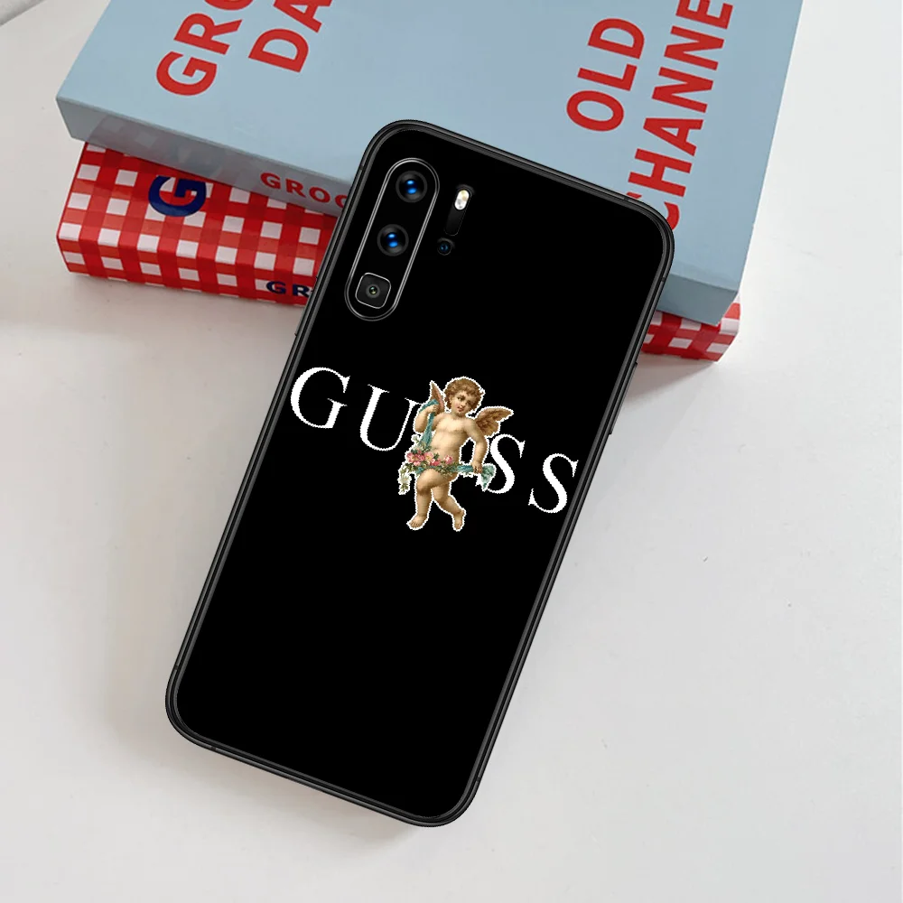 

Luxury Guesss Fashion Trend Brand Flower Art Phone Case For Huawei P Mate Smart 10 20 30 40 Lite Z 2019 Pro black Cover Painting