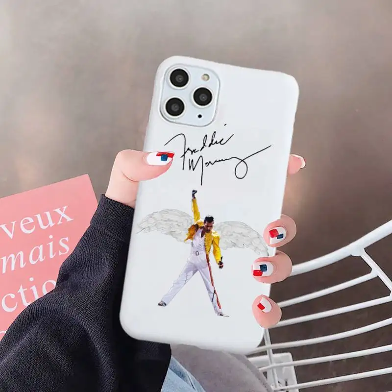 

Freddie Mercury Queen Rock singer Phone Case Candy Color for iPhone 6 7 8 11 12 s mini pro X XS XR MAX Plus Anti-fall cell