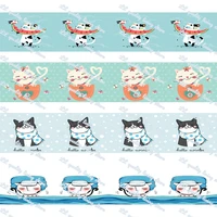 wl 50 yards cute cat printing grosgrain ribbon gift wrapping bow party decoration craft supplies wholesale animal collar