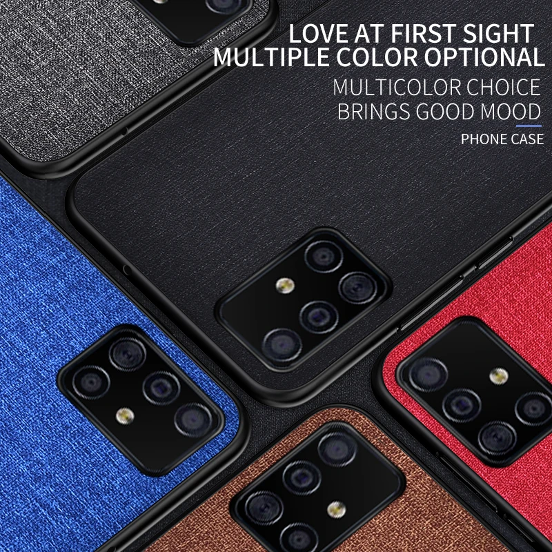 Cloth Hard PC Case For Samsung Galaxy S20 Ultra Plus A01 Soft TPU Bumper Phone Cover Simple Shockproof Coques |