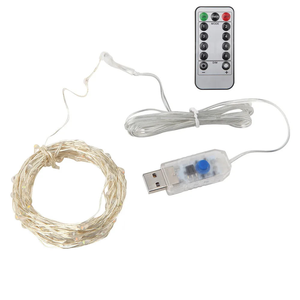 

10M 100 LED USB Operated Christmas Lights Remote Control Timer 8 Modes Firefly Fairy String Lights for Bedroom Wedding Decoratio