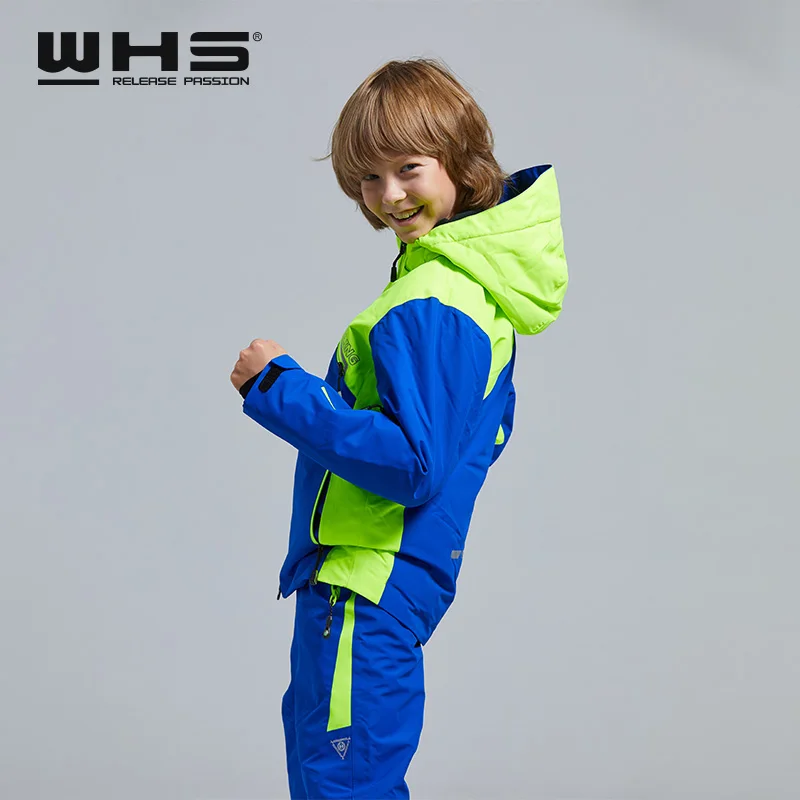 WHS лыжный костюм куртка для девочек-подростков куртки с защитой от ветра и брюки