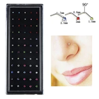 4060pcsset crystal nose ring charm stainless steel cz crystal l shape nose ring body piercing stud