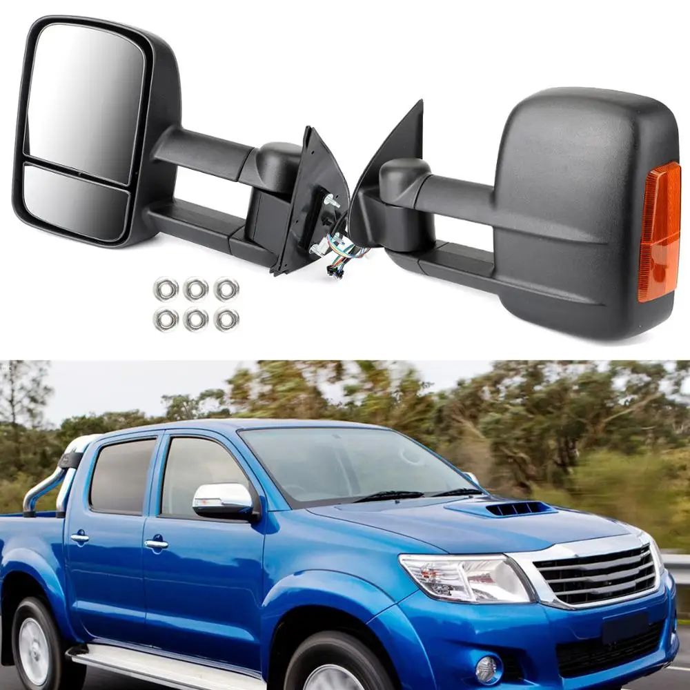 Раздвижные боковые зеркала для буксировки Areyourshop 2 шт. Toyota HILUX 2005 2015 черные