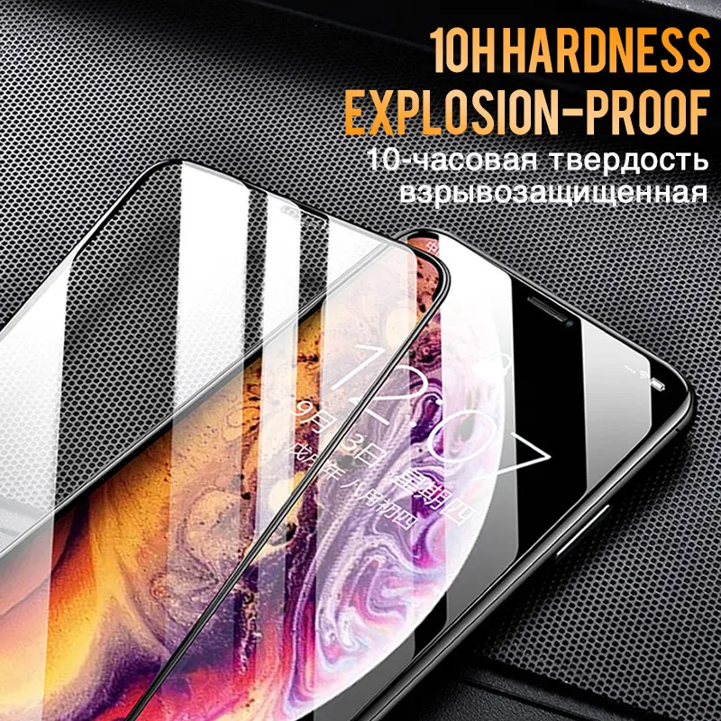 

1-2PCS Protective Glass for IPhone 12 PROMAX X XR XS Full Cover for IPhone8 7 IPhone11Pro Max Screen Protector Glass