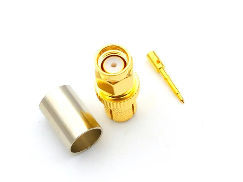 Коннектор SMA медный штекер RF Coax Jack обжим для кабеля RG5 RG6 5D-FB H155 LMR300 прямой