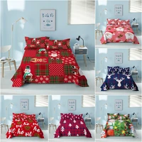 merry christmas bed sheet home textile 3d christmas printed bed flat sheets with pillowcase polyester bedspread on the bed