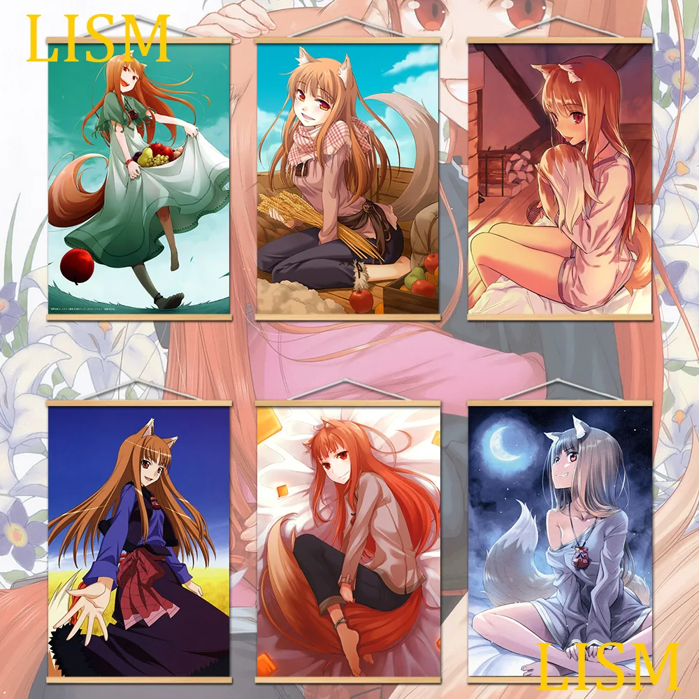 

Spice and Wolf Holo Horo Anime Manga HD Print Wall Poster Scroll canvas painting solid wood hanging scroll