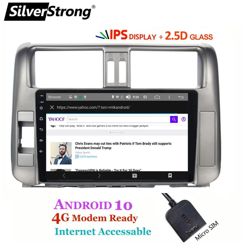 SilverStrong ips 9 дюймов Android10.0 4G модем автомобильный DVD для Toyota Land cruiser Prado 150 LC150 gps 2010 2011 2012 2013 радио без DVD