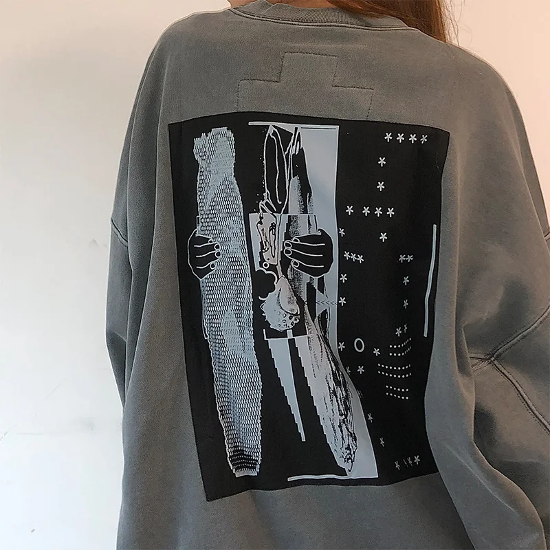 

Official Picture Patch Printing Embroidered Sweater Women's Thin Retro