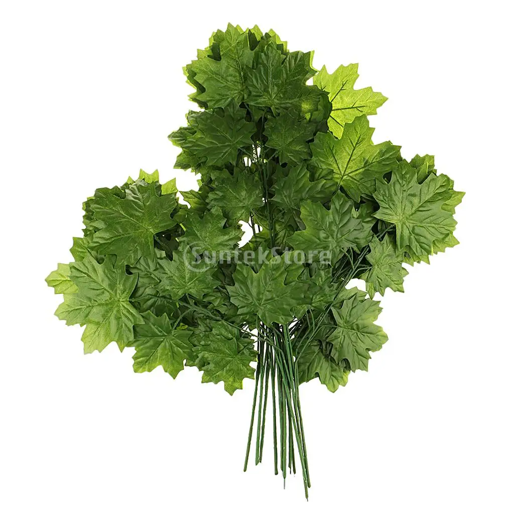 

12pcs Artificial Silk Plastic Autumn Fall Leaves for Wedding House