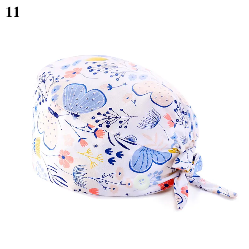 

1PC New Scrub Nurse Buckle Hat Doctor Hat Floral Baotou Surgical Cap Sweatband Cartoon Cotton Printing NursIng Hat Wholesale