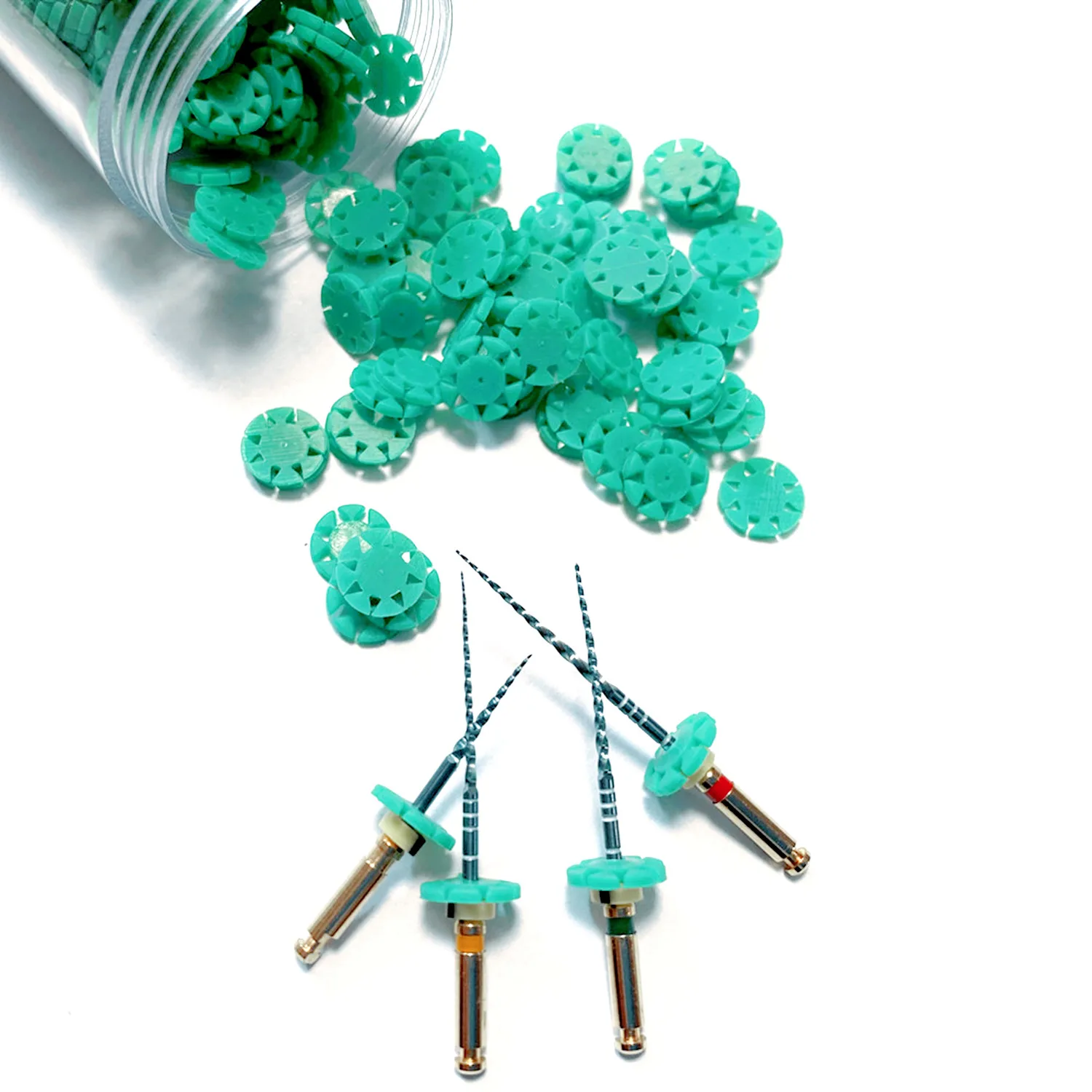 

Green Silicone Memo Discs Memory Disc For Dental Files Counters Endo Safety Usage 500/Bottle