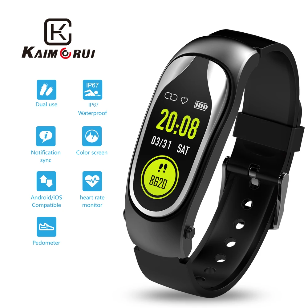 Смарт часы с bluetooth наушниками шагомер ответ на вызов бег ходьбы Smartband фитнес браслет умный браслет с гарнитурой для Xiaomi huawei IOS