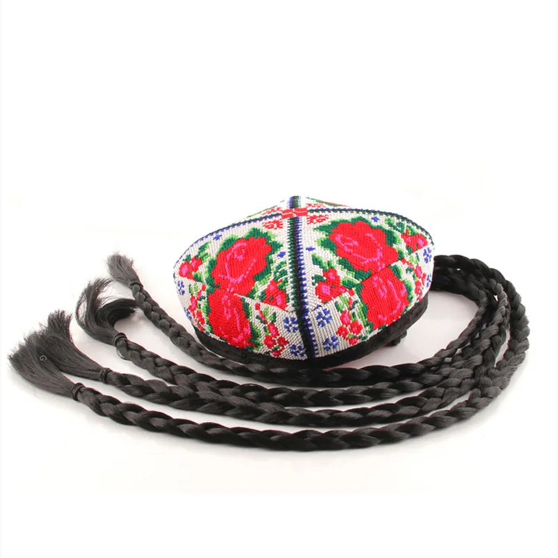 Синьцзян уйгурская шапка с красными цветами Мужская и женская аксессуары для