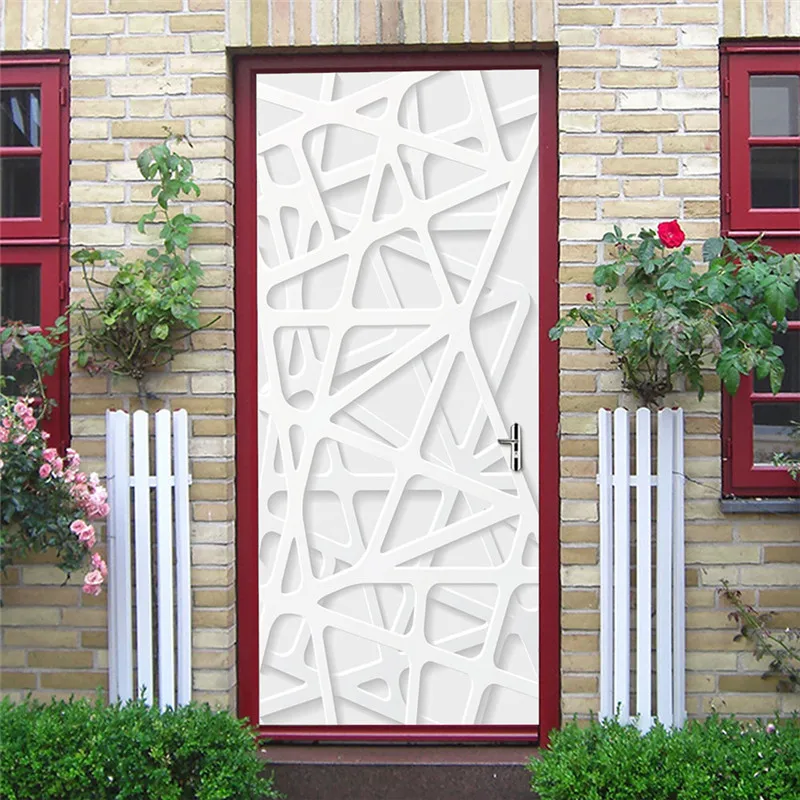 

2pcs/Set 3D Visual Relief Painting Door Sticker Self-adhesive Waterproof Removable Wallpaper Home Decoration Living Room Poster