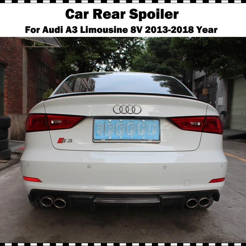 S3 Стиль углеродного волокна задний Багажник крыло для Audi A3 лимузин седан 2014 2018 8V CF