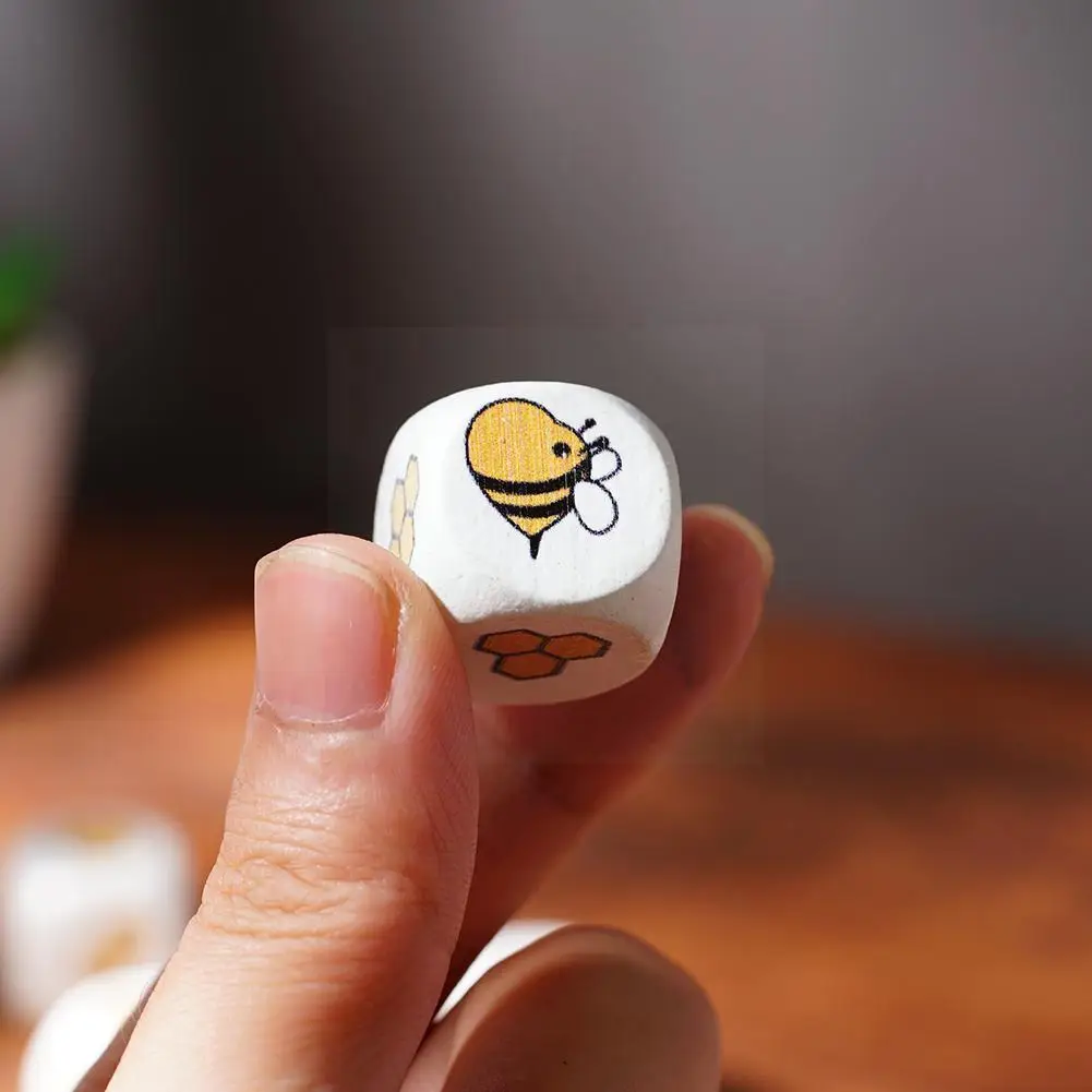 

20mm White Square Bee Dice Wooden Beads 12pcsdiy Wooden Toys Early Hands-on Education Toys Children's Educational F5Z9