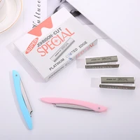 10 pieces of decorative eyebrow blade stainless steel eyebrow scraper corrugated blade disposable eyebrow trimmer