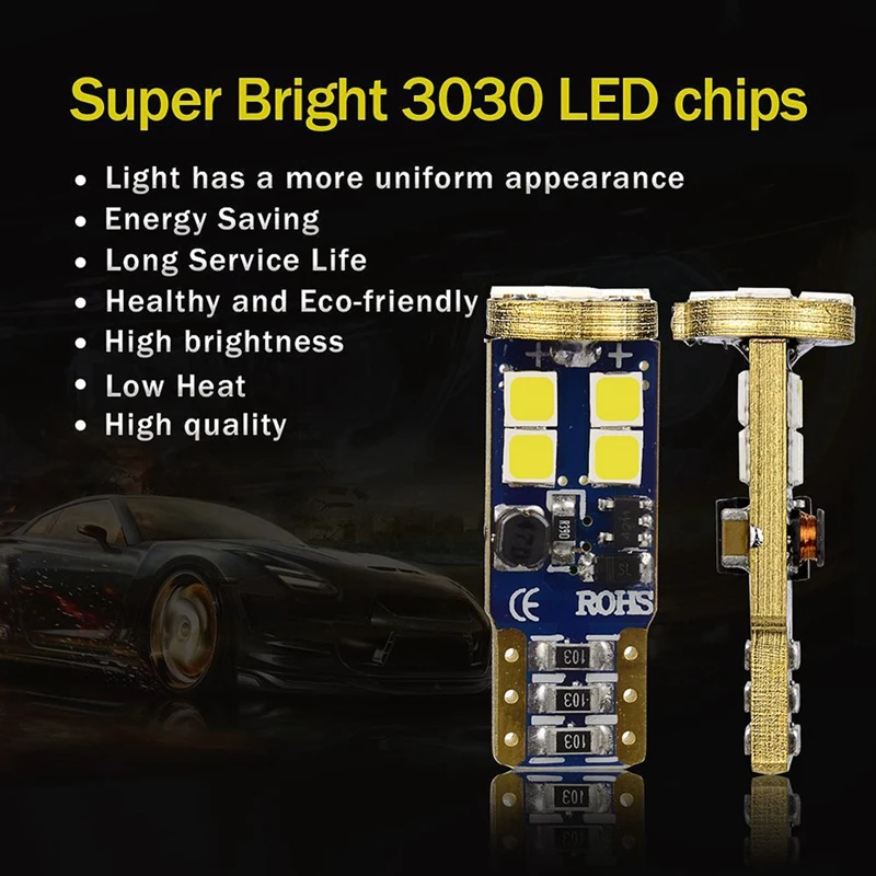 Для T10 168 светодиодный автомобиль лампа 4 вы 194 w5w 12-smd 3030 чип CANbus автомобильный