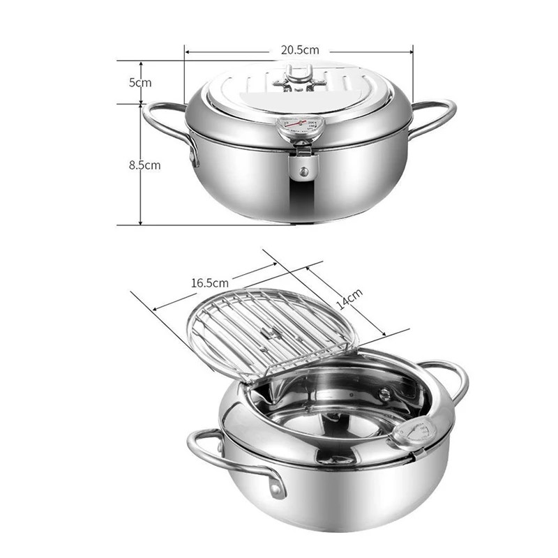

A 2020 Kitchen Deep Frying Pot Stainless Steel Thermometre Fryer Pan Temperature Control Fried Chicken Pot Kitchen Cooking Tools