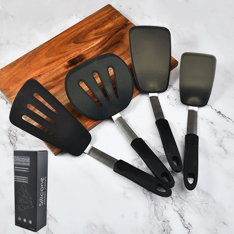 4pcs/set Silicone Turner Spatula Set Heat-Resistant Flexible Egg Pancake Flipper Cooking Utensil