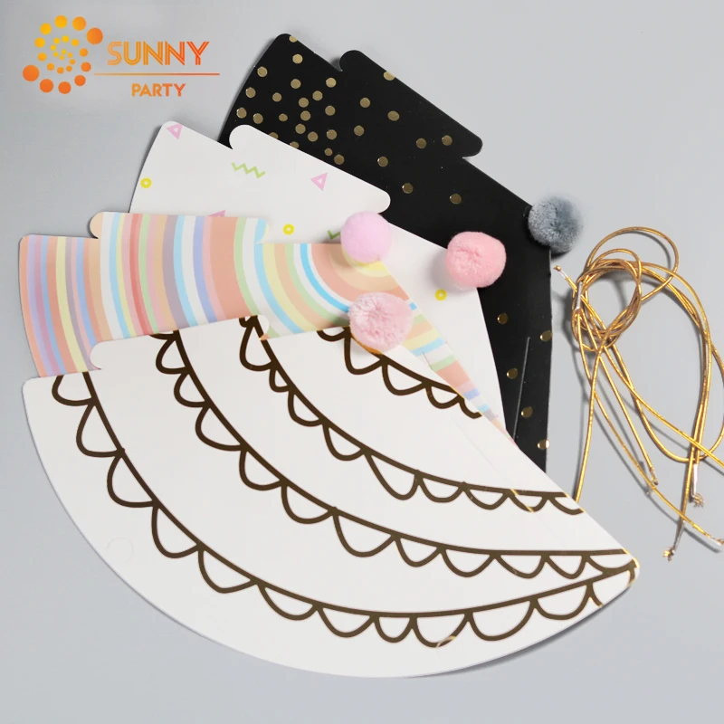 Детские вечерние шапки в стиле Ins Разноцветные полосатые колпачки горошек