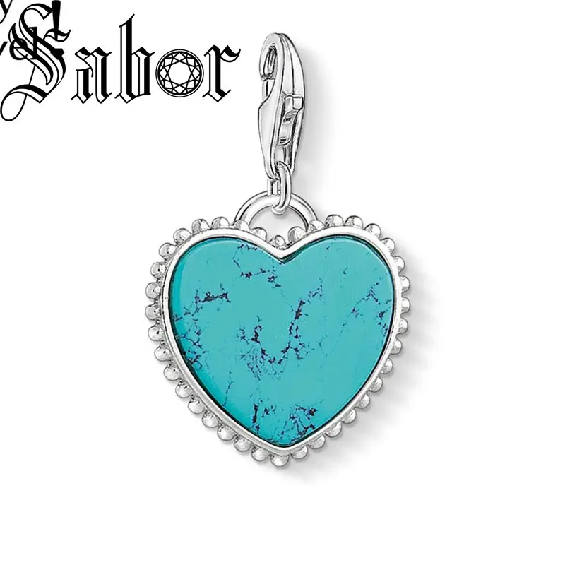 Подвеска в виде синего сердца с вечной любовью для женщин Посеребренная