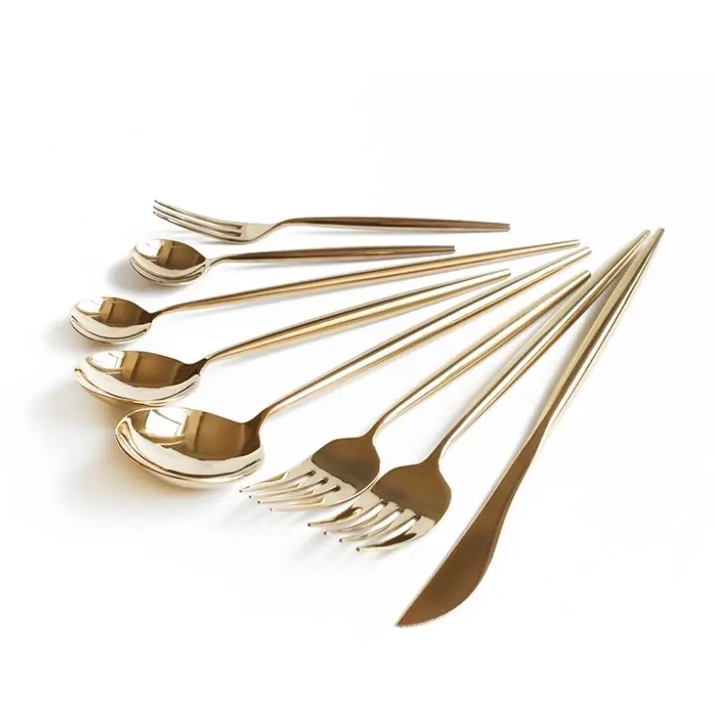 

European Steak Reusable Gold Cutlery Set Kitchen Royal Dinnerware SetSteak Knife Cubiertos Luxury Kitchen Accessories AA50DC