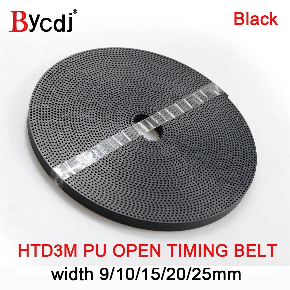 

Arc HTD 3M Open Synchronous belt Width 9/10/15/20/25mm 3M-15mm Polyurethane steel PU Black HTD3M timing belt CNC