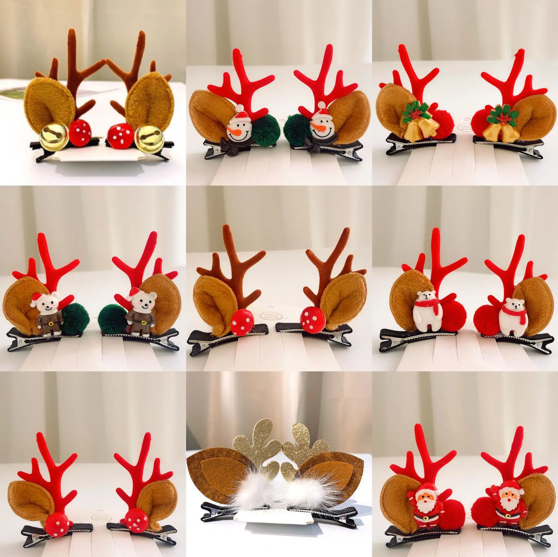 

2021 New Christmas Antler Hairpin Side Bell Hairpin Flocking Headdress Children's Stereo Top Clip A pair Plush Hair Accessories