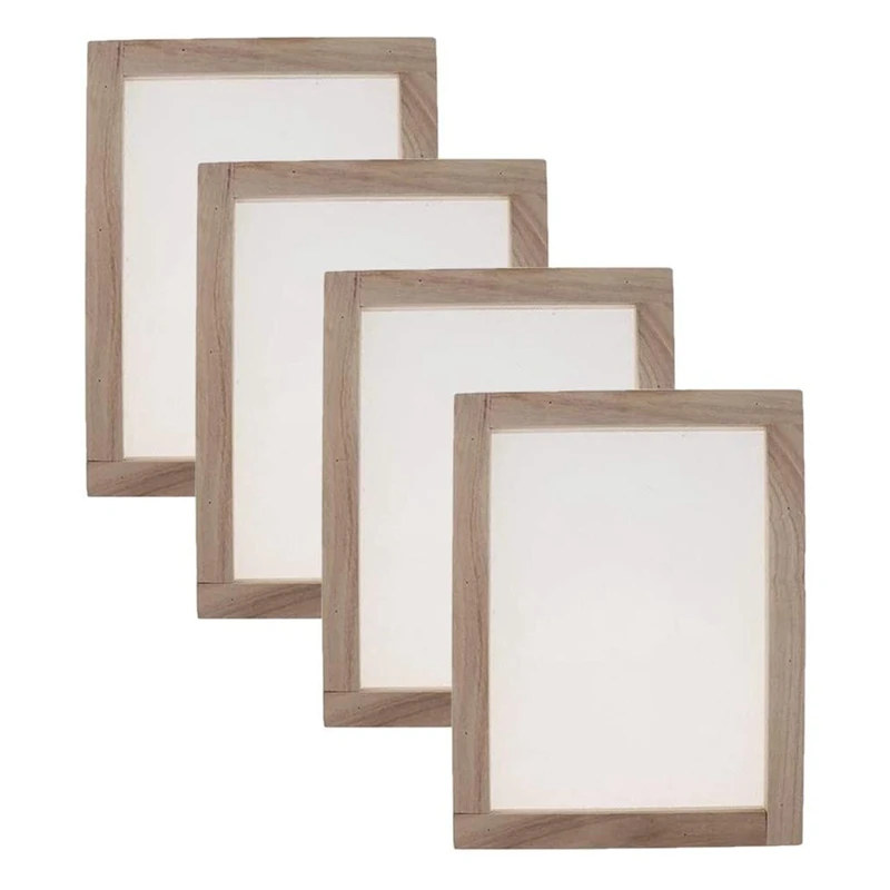 

4 Pack Wooden Paper Making Mould Printing Frame for DIY Paper Craft and Dried Flower Handcraft,25X19cm/9.8X7.5 Inch
